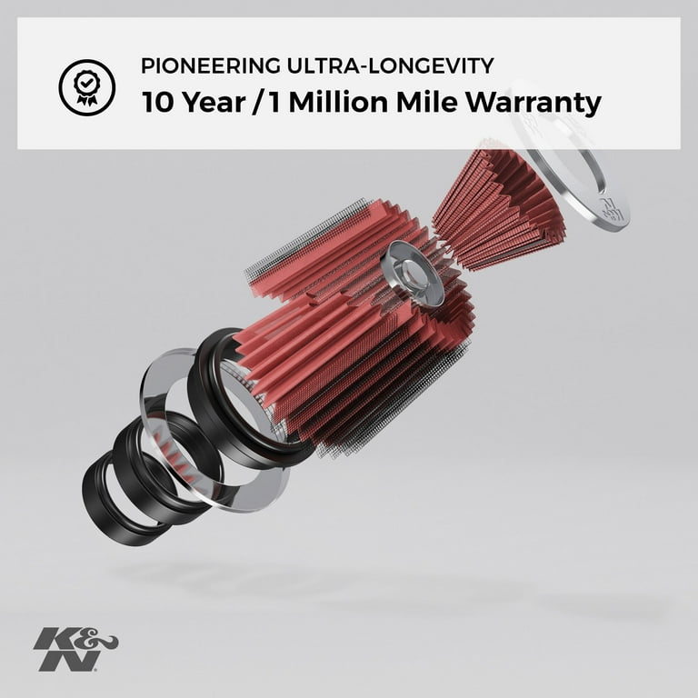 Universal Air Filter K&N RU-3040 Universal Clamp-On High Flow Air Filter – 6" Flange, 12" Height, Round, Washable & Reusable K&N Universal Air Filter