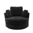 thumbnail image 6 of 42" Swivel Sofa Chair with 3 Pillows, 360 Degree Swiveling Round Sofa Accent Upholstered Barrel Chair with Armrest and Backrest for Living Room Bedroom, Easy Assembly, Black, 6 of 7