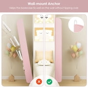 Homfa 4-Tier Wall Bookshelf, 43.7H Wall-Mounted Kids Bookshelf, Book Storage Rack for Kids Room, Pink