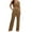Brown, variant on GEWSEY Women's 2 Piece Outfit Sleeveless Rib Knit Crop Tops and Wide Leg Pants Set (Green, S)