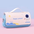 thumbnail image 1 of Estuche para lápices JAMW de lona 3 compartimentos Kawaii Azul cielo Sencillez, 1 of 5
