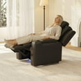 thumbnail image 2 of COLAMY Electric Power Recliner Living Room Chair with Adjustable Headrest, Leather Reclining Seat with Hidden Armrest Storage, Dual Cup Holders, USB Charging, LED, Black, 2 of 13