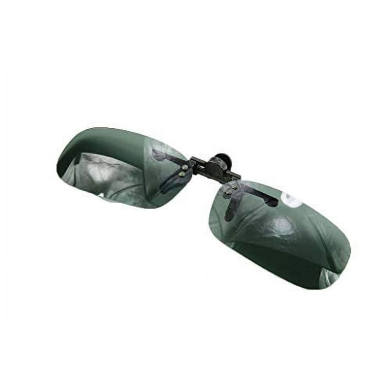 Polarized Clip on Flip up Plastic Sunglasses True Rectangle 51mm Wide X 29mm High 113mm Wide Polarized Gray