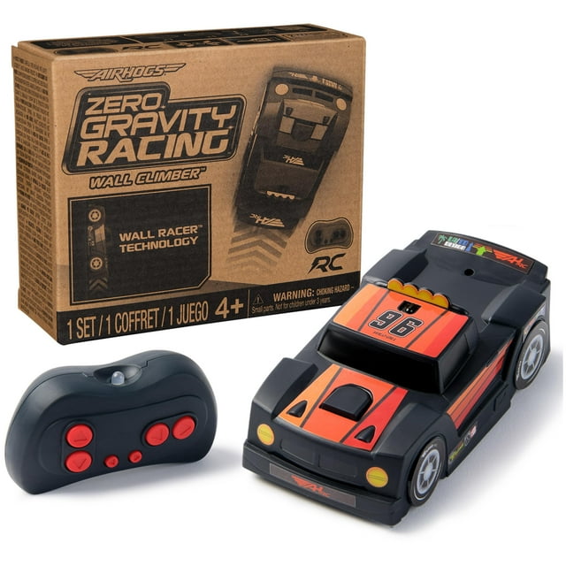 Air Hogs, escalador de pared de carreras de gravedad cero, camión de carreras de pared recargable por USB-C, coche RC negro para interiores, más de 4 pulgadas, juguetes para niños a partir de 4 años