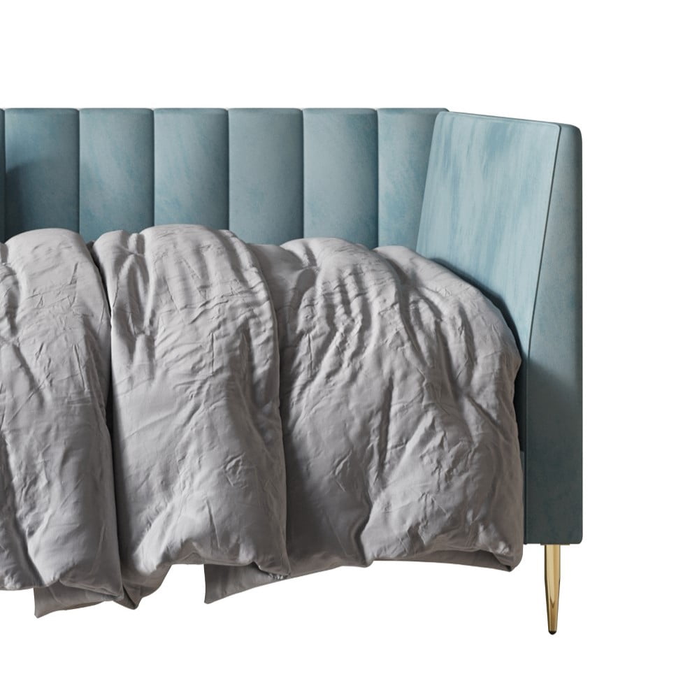 Home Design Delano Twin Upholstered Daybed, Vertical-Channel Tufted Daybed for Adult, Blue, Easy Assembly