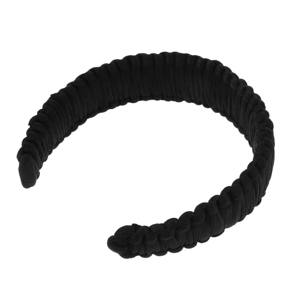 GAXIRE Wide Braided Structure Twist Headband Black Spandex 1Pack Hair Accessory For Everyday Wear