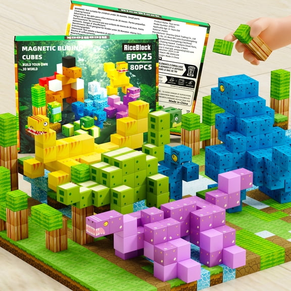 Dinosauri-themed magnetic building blocks: suitable for multiplayer cooperative games, STEM ABS toys specially designed for children over 3 years old, enhancing creativity, stimul