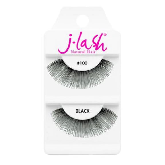 #100 Black , J Lash Daily Eyelashes, hair scalp beauty - Pack of 3 w/ Sleek 3-in-1 Comb/Brush