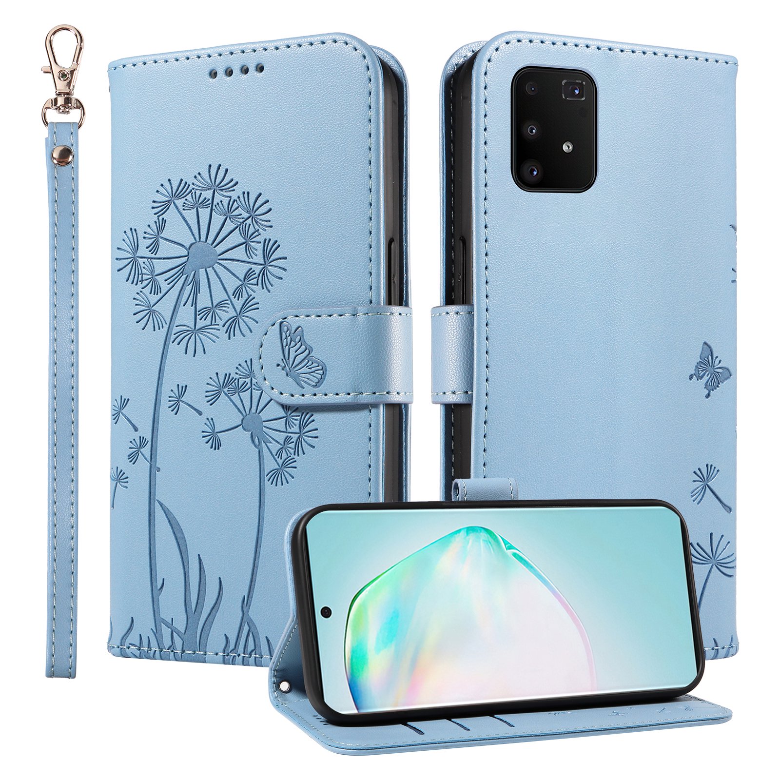 Flip Phone Case for Samsung Galaxy S10 Lite, Card Holder and Kickstand, Shockproof and Scratch Resistant, Sky Blue