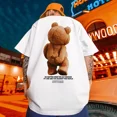 thumbnail image 2 of Camiseta de manga corta con estampado retro americano de oso divertido para hombre, camiseta de algodón Y2K de verano, camisetas de hip hop de gran tamaño con estampado, 2 of 5