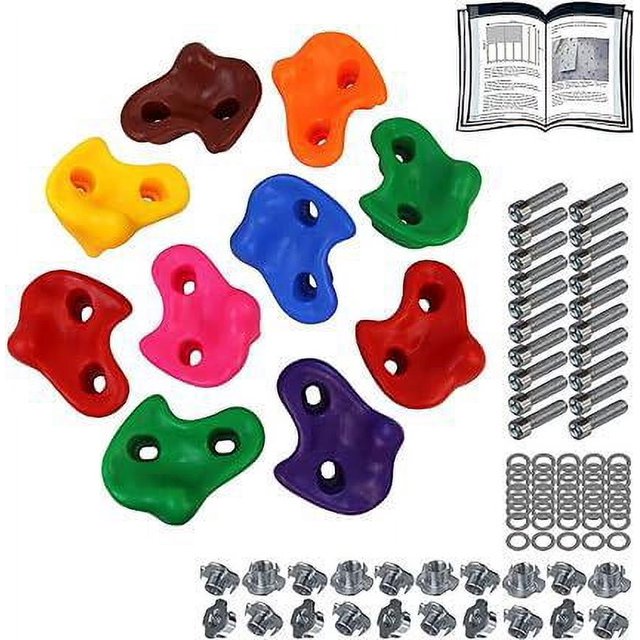 Presas de escalada para niños, (color aleatorio), capacidad de carga hasta 200 kg, herrajes de fijación incluidos, varios colores, color: colores mezclados, unidad de paquete: 10 piezas