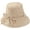 Beige, variant on Women Bucket Hat Bow Band Wide Brim UV Sun Protection Beach Hat w/Chin Strap