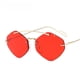 thumbnail image 1 of Gafas de sol sin marco de metal modernas de pasarela, gafas de sol personalizadas para hombres y mujeres, montura pequeña irregular 6604, 1 of 5