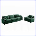thumbnail image 4 of Mid-Century Modern 2-Piece Sofa Set – 3-Seater & Single Seat Green Corduroy with 6 Pillows for Living Room, 4 of 17
