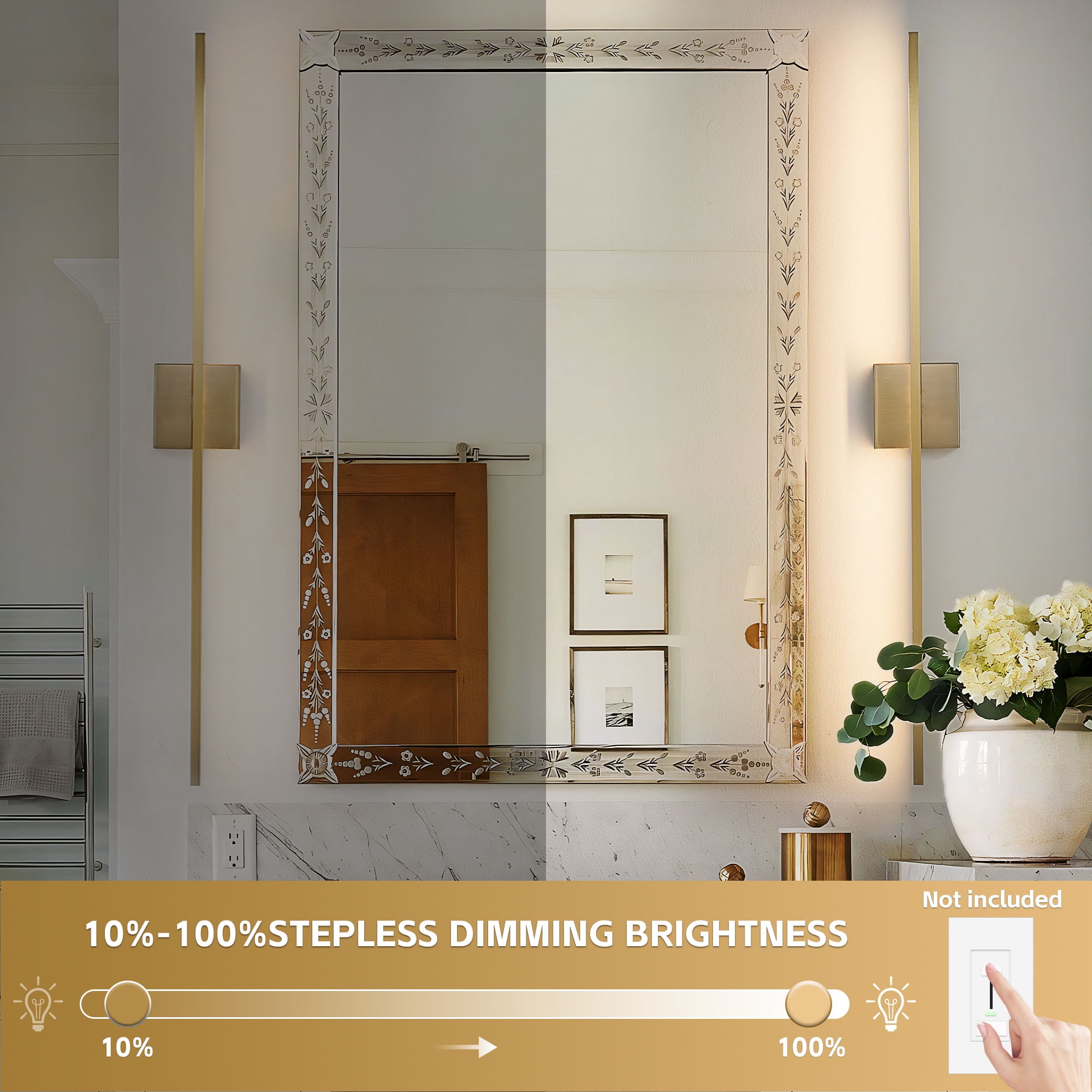 KAISITE 39 inch Modern Bathroom Vanity Light  Dimmable Bathroom Light Fixtures with 3500K Warm Light Bedroom