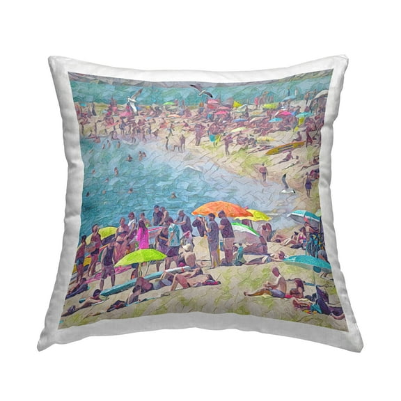 Stupell Industries Abstract Summer Beach Decorative Printed Throw Pillow, 18 x 18
