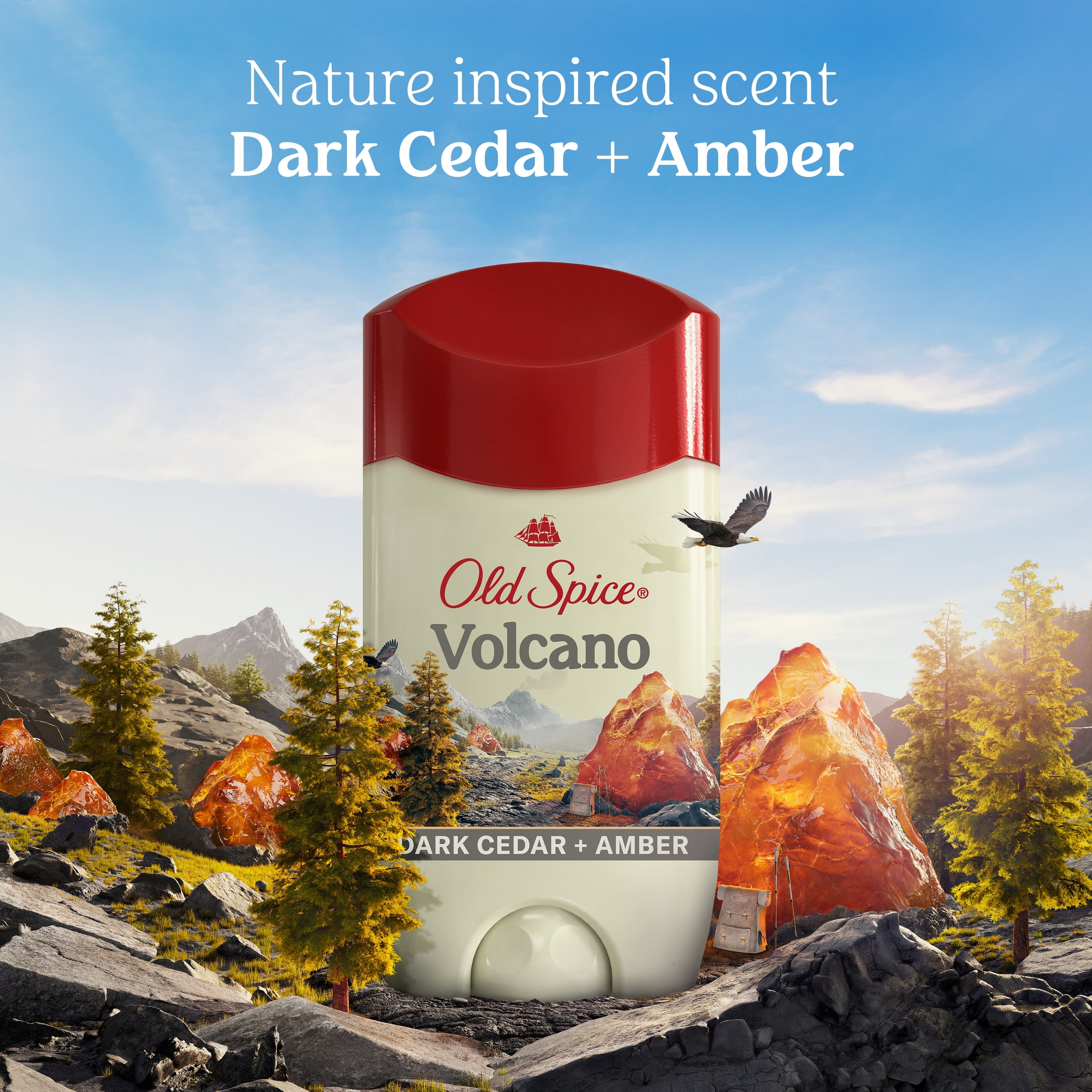 (3 pack) Old Spice Antiperspirant Deodorant for Men, Invisible Solid Stick, Volcano with Charcoal, 2.6 oz