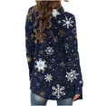 thumbnail image 5 of Womens Cardigans Plus Size Christmas Printed Long Sleeved Cardigan Jacket Cardigans Navy XL, 5 of 5