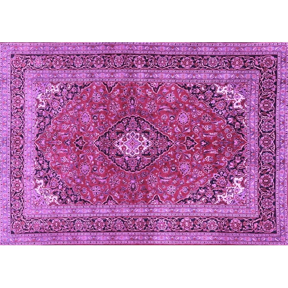 Ahgly Company Indoor Rectangle Medallion Purple Traditional Area Rugs, 8' x 12'