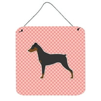 Carolines Treasures BB3613DS66 German Pinscher Checkerboard Pink Wall or Door Hanging Prints