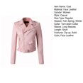 thumbnail image 7 of Joernso Women Jacket Faux Leather Smooth Surface Turn-down Collar Zip-up Zipper And Rivet Decor Long Sleeves Motorcycle Coat Travel Outerwear, 7 of 7