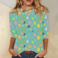 thumbnail image 5 of Momihoom Women's Playful Easter Egg Print 3/4 Sleeve Crewneck Casual Tunic Top, 5 of 5