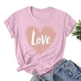 thumbnail image 4 of GaThRRgYP Womens Go To Crew Neck Short Sleeve Top,Ladies' Valentine's Day Printed Round Neck Short Sleeved T-shirt Loose Casual Pink S, 4 of 5
