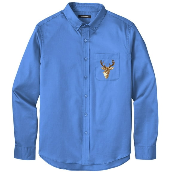 Men's BUCK DEER PATCH Twill Shirt with Pocket, XL Ultramarine Blue
