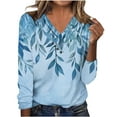 thumbnail image 2 of SDNall Women's Fashion Printed V-Neck Casual Button-Up Top, 2 of 7