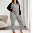 thumbnail image 2 of Njagoc3 Women's Color Block Lounge Set Raglan Sleeve Crew Neck Top and Long Pants 2 Piece Casual Sleepwear, 2 of 6