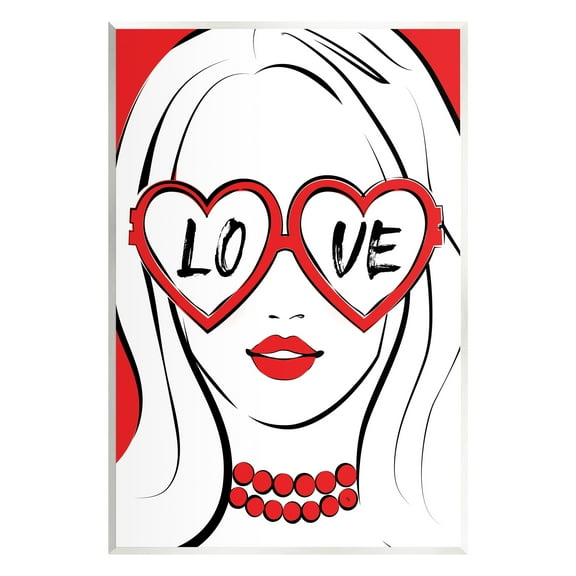 Stupell Industries Fashionable Heart Sunglasses Love Design Trendy Woman Graphic Art Unframed Art Print Wall Art, Design by Martina Pavlova