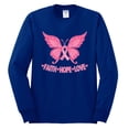 thumbnail image 2 of Wild Bobby, Butterfly Pink Ribbon Faith Hope Love, Breast Cancer Awareness, Men Long Sleeve Shirt, Royal, X-Large, 2 of 5