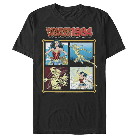 Men's Wonder Woman 1984 Comic Panels Graphic Tee Black Medium