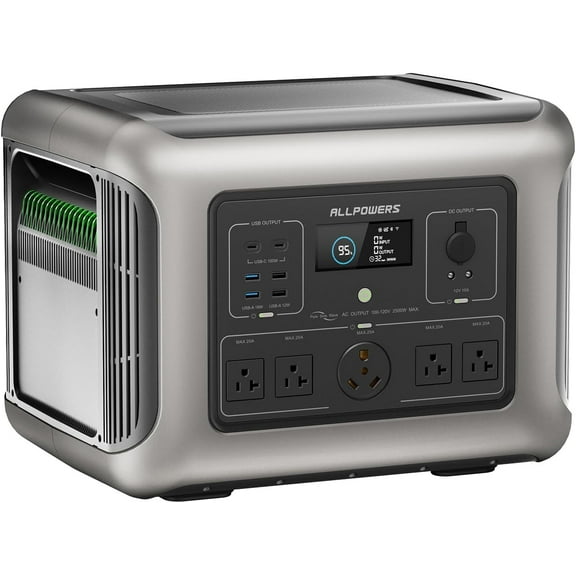 ALLPOWERS 2500W Portable Solar Generator, with RV Socket, 2016Wh LiFePO4 Battery for Backup Camping