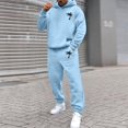 thumbnail image 1 of Men's Suits Product Title for Men Casual Solid Two Piece Hooded Sports Set with Raglan Sleeve Drawstring Pant Set, 1 of 5
