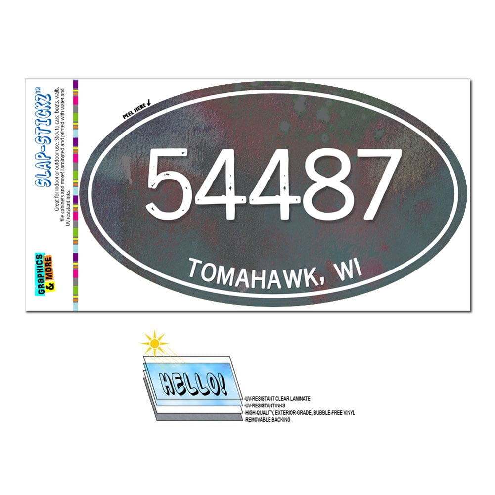 54487 Tomahawk, WI Unisex Metal Oval Zip Code Sticker