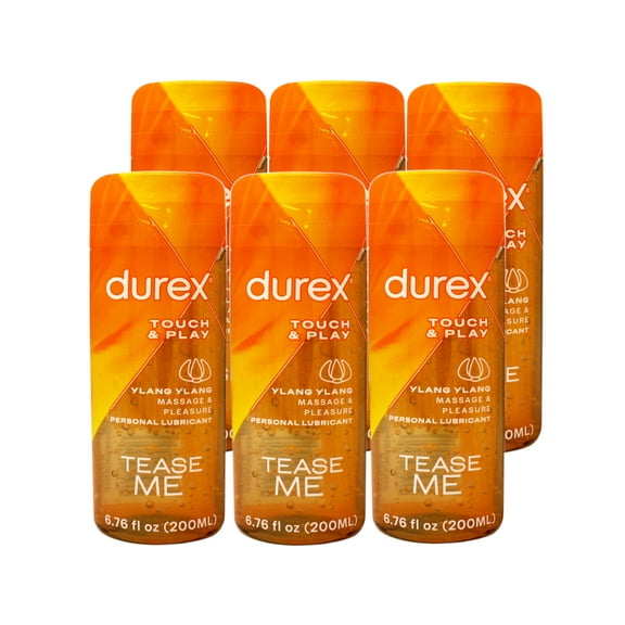 Durex Water Based Lube, Touch & Play Personal Lubricant with Ylang Ylang for Women & Men, 6.76 FL OZ (Pack of 6)
