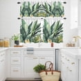 thumbnail image 3 of Tropical Palm Leaf Kitchen Curtains Valances and Tiers Set of 3 Vintage Watercolor Green Leaves Tier Curtains and Valance with Rod Pocket for Small Windows, 27.5"x36", 3 of 9