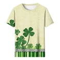 thumbnail image 2 of Uootdi T-Shirts à Manches Courtes de la Saint-Patrick pour Femmes Col Rond Trèfle Usé Hauts Graphiques Décontractés Tenue Quotidienne Looks de Célébration Cadeau, 2 of 7