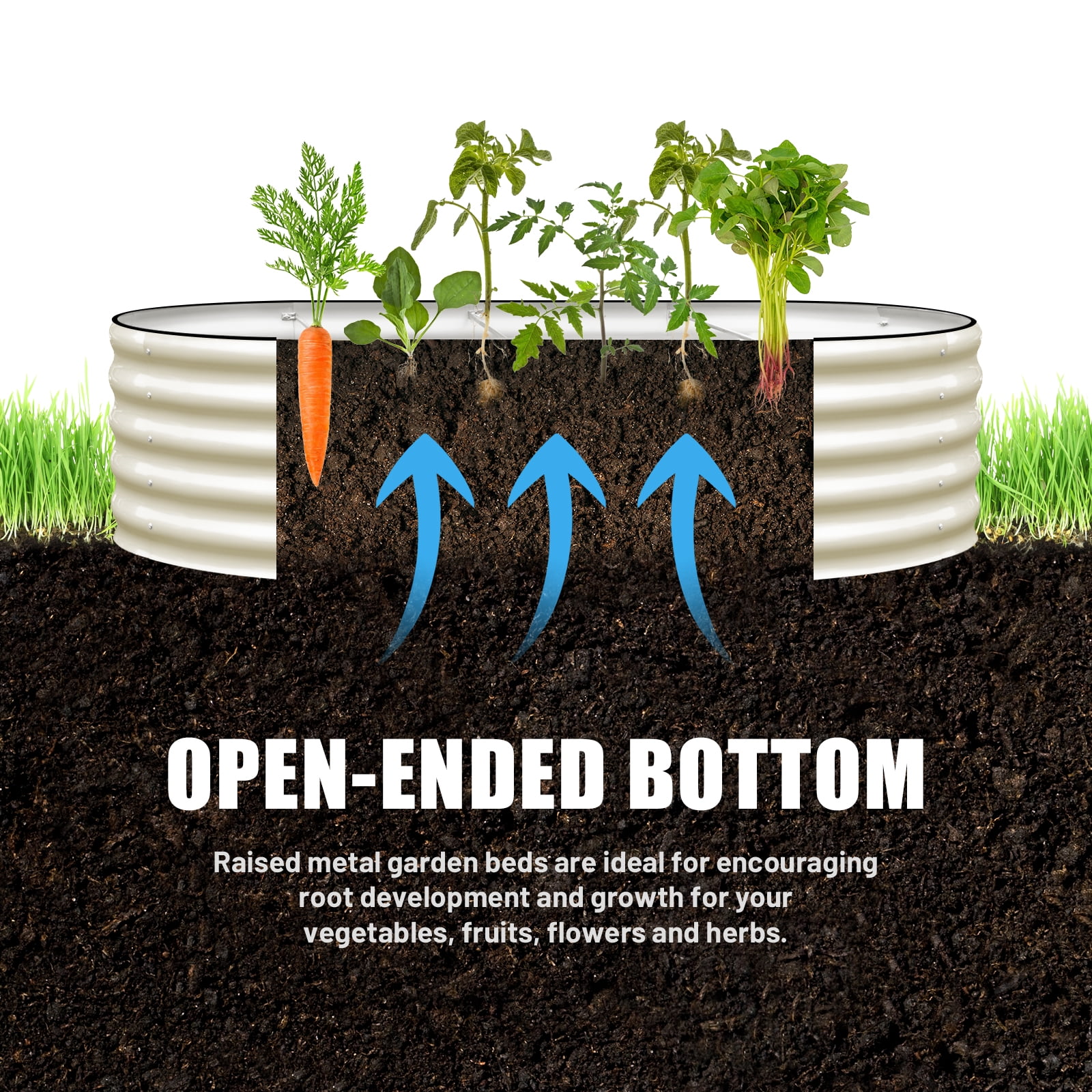 SnugNiture 6x3x1.5 ft Galvanized Raised Garden Bed – Outdoor Metal Planter Box for Vegetables, Herbs, and Flowers, White