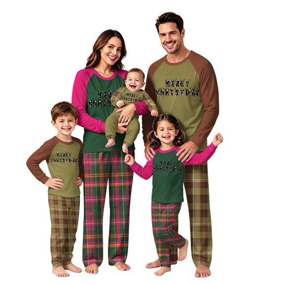 Lvotionpl 2026 Family Christmas Pajamas Matching Sets, Match Family Christmas Pjs Long Sleeve Top & Pants Set Matching Holiday Family Pajama Xmas Sets