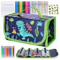 thumbnail image 1 of Juego de rotuladores Purtarly Dinosaur con estuche para lápices, 48 unidades, para niños de 4 a 8 años, 1 of 7