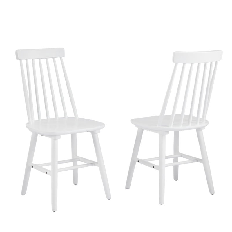 2-Pack Wooden Dining Chairs, Solid Wood Spindle Back Side Chair Set of 2, Mid-Century Modern Armless Kitchen Chairs for Dining Living Room