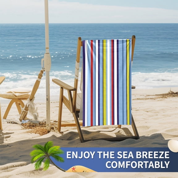 Multicolor Striped Microfiber Beach Towel 55x27 Inches - Ultra Soft, Quick Dry, Lightweight, Compact for Beach, Pool, Yoga, Picnic, Travel - Polyester Towel Blanket (140x70cm)
