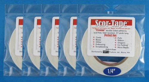 Scor-Tape Double-Sided Adhesive Tape 3/8 Inch - 2 Pack, 27 Yards Each Roll For Crafts & Projects