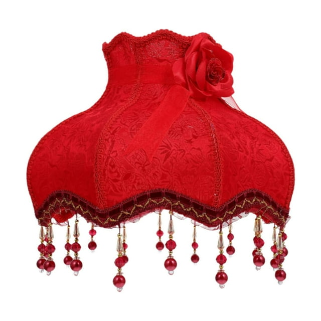Pantalla de tela con flecos, pantalla con borlas E27, cubierta para lámpara de mesa para sala de estar Rojo