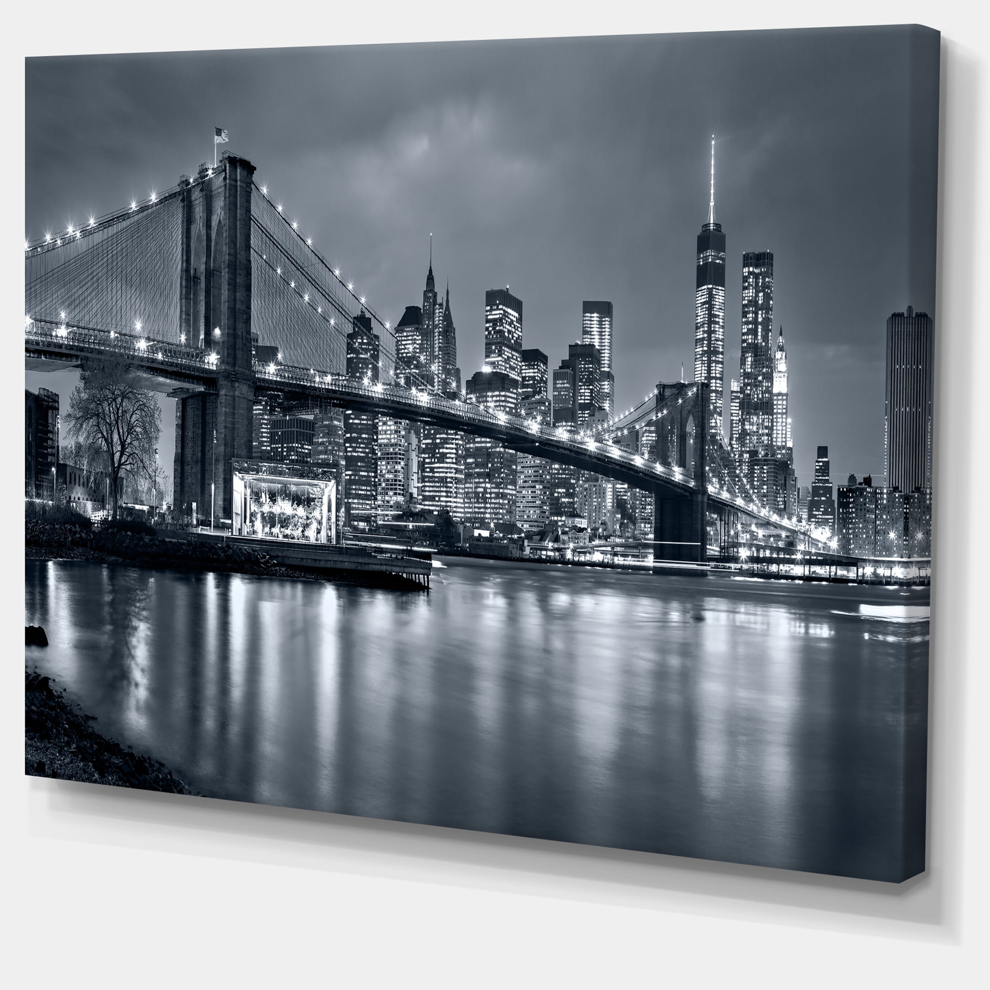 Designart 'Panorama New York City at Night ' Cityscape Canvas Print