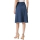 thumbnail image 3 of Falda de mezclilla para mujer INSPIRE CHIC con dobladillo deshilachado, botones, corte A, midi, talla XL, azul profundo, 3 of 6