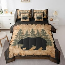 Erosebridal Wildlife Bear Bedding Sets Twin Size,Woodland Animal Comforter Sets with Sheets,Lodge Cabin Bed in a Bag Twin size,Super Cozy Vintage Bedroom Decor,Reversible,7-Piece