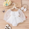 thumbnail image 2 of IBTOM CASTLE Newborn Toddler Baby Girls Fall Outfit Butterfly Romper Princess Dress with Headband 1st Birthday Cake Smash Clothes for Photo Shoot 6-12 Months White, 2 of 8